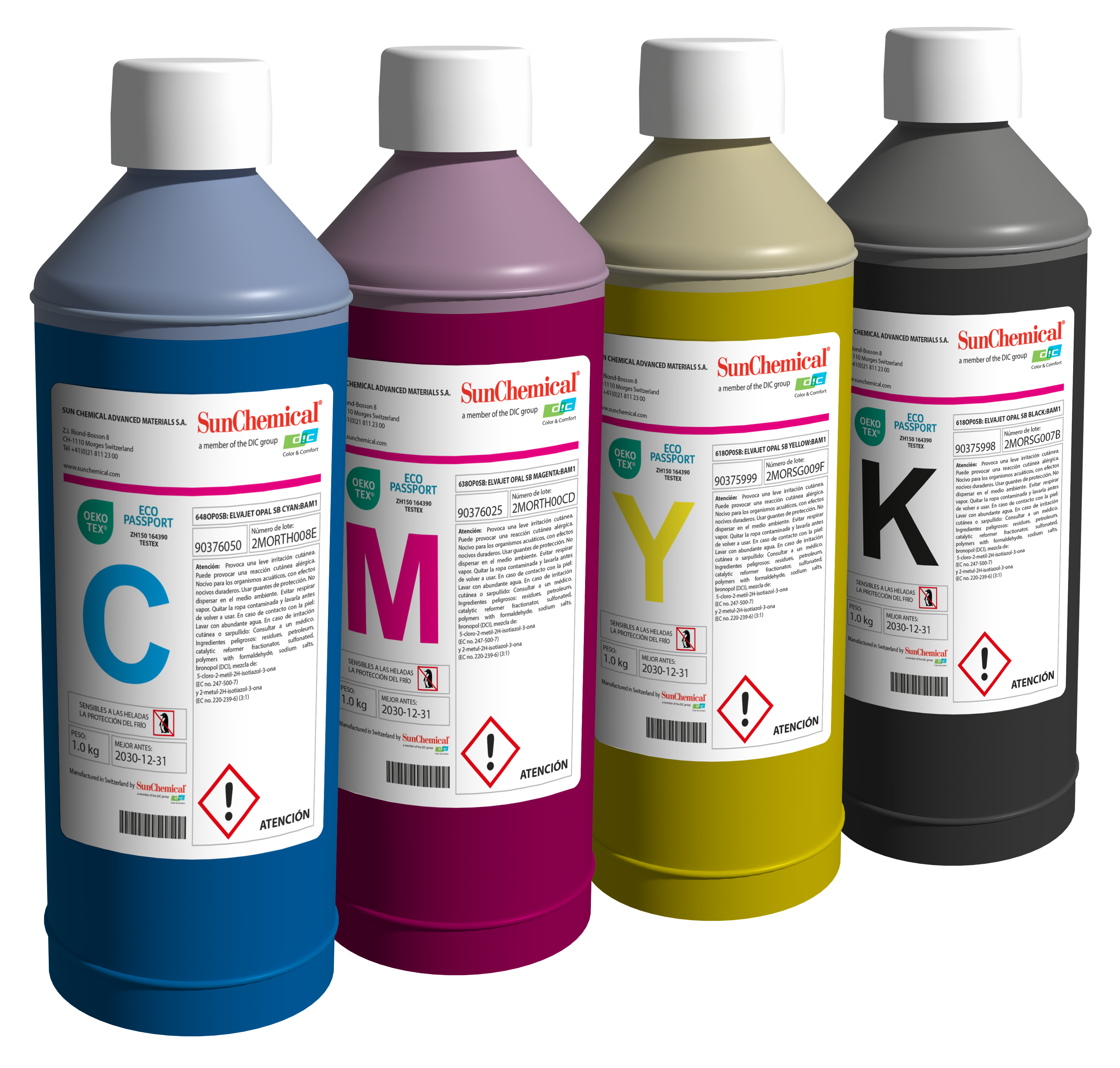 PACK TINTA DE SUBLIMACION SUN CHEMICAL CMYK 1 LITRO
